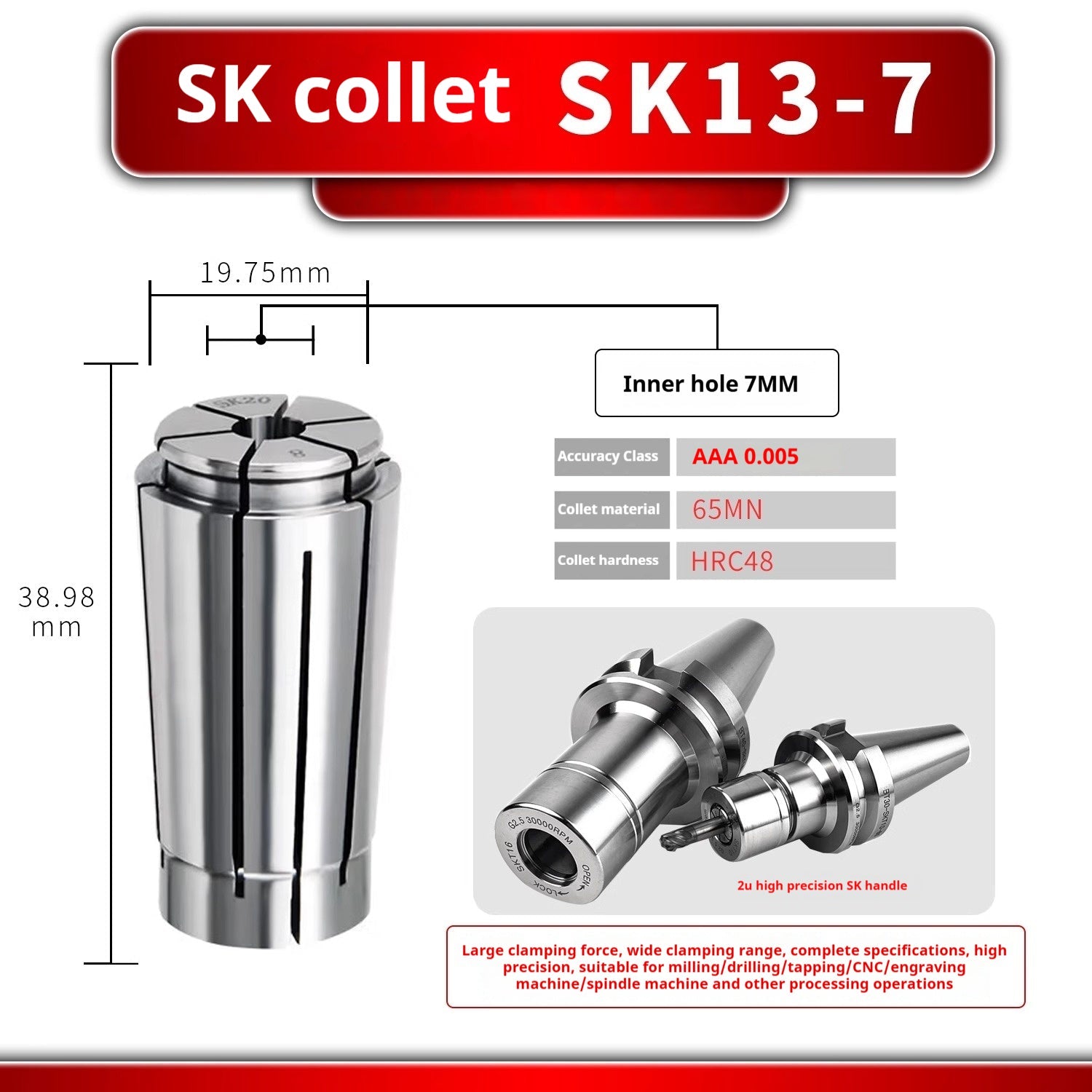 6025 SK Collet SK6 SK10 SK13 SK16 SK20 SK25 Flexible collet High-speed toolholder sk collet Shandong Denso Pricision Tools Co.,Ltd.